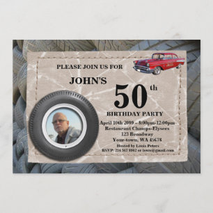 Invitation 50e, Anniversaire Homme photo, n'importe quel âge,