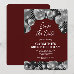 Invitation 50e anniversaire homme rouge foncé