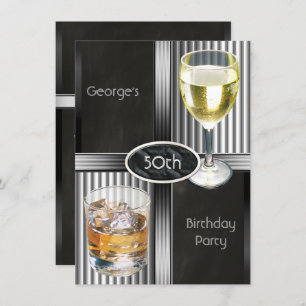 Invitation 50e anniversaire Hommes Boissons Chalkboard Noir