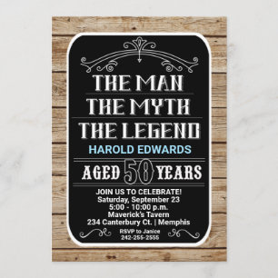 Invitation 50e anniversaire L'homme La légende Le mythe Gras