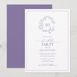 Invitation 50e anniversaire Lilac Lavender moderne Lavender C