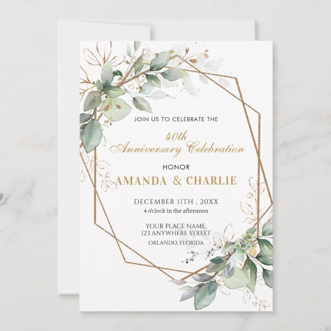 Invitation 50e anniversaire Mariage de verdure (Devant)