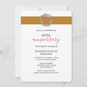 Invitation 50e anniversaire mariage Gold unique