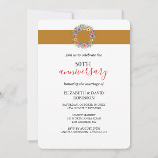 Invitation 50e anniversaire mariage Gold unique