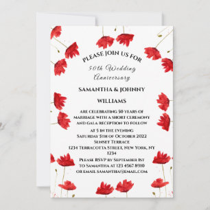 Invitation 50e anniversaire Mariage Pépites Floral Rustic