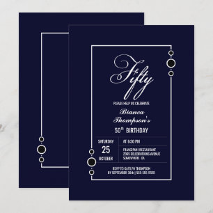 Invitation 50e anniversaire Modern Navy Blue Party