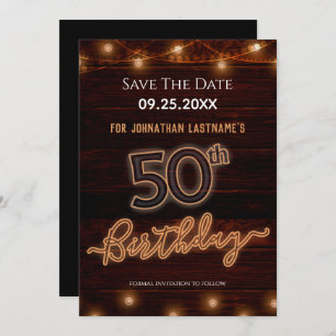 Invitation 50e anniversaire Neon Enregistrer la date Invitati