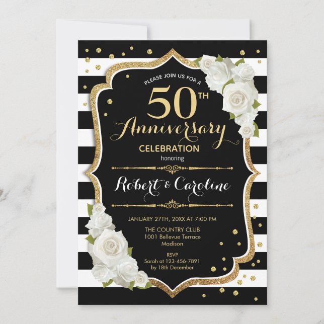 Invitation 50e Anniversaire - Or Noir (Devant)
