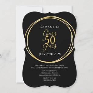 Invitation 50e Anniversaire Or Noir À 50 Ans de Félicitations