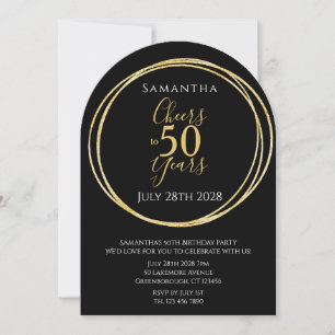 Invitation 50e Anniversaire Or Noir À la cinquantaine félicit