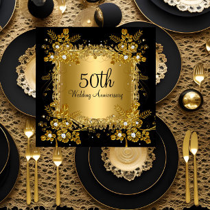 Invitation 50e Anniversaire Or Noir Diamant Floral Tourbillon