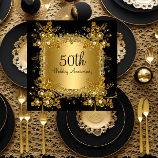 Invitation 50e Anniversaire Or Noir Diamant Tourbillon Floral