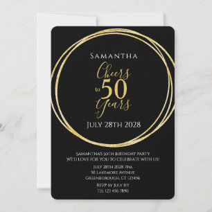 Invitation 50e Anniversaire Or Noir Félicitations pour 50 Ans