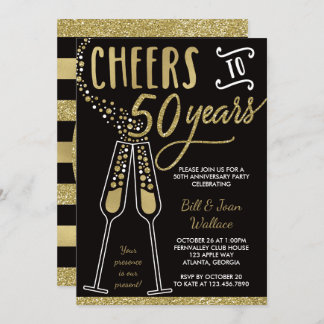 Invitation 50e anniversaire, paillettes/foil imita