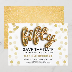Invitation 50e anniversaire Parties scintillant de ballons d'
