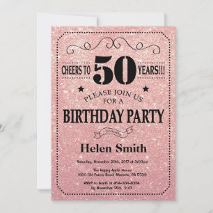 Invitation 50e anniversaire Parties scintillant d'or Black an