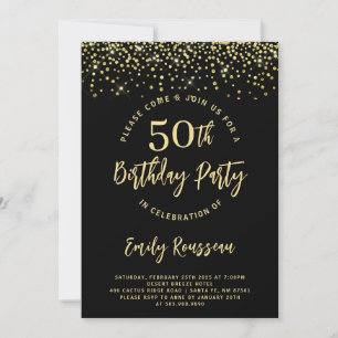 Invitation 50e anniversaire Parties scintillant or Confetti N