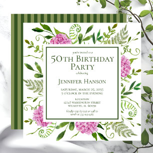 Invitation 50e anniversaire Pink Hydrangeas