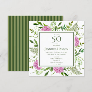 Invitation 50e anniversaire Pink Hydrangeas
