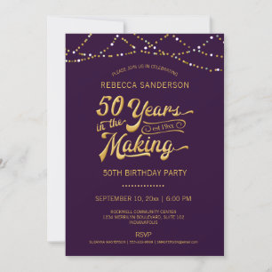 Invitation 50e anniversaire Purple Gold String lumières