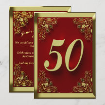 50e anniversaire Regal Gold Red Greeting ou