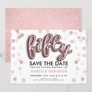 Invitation 50e anniversaire Rose Parties scintillant de ballo
