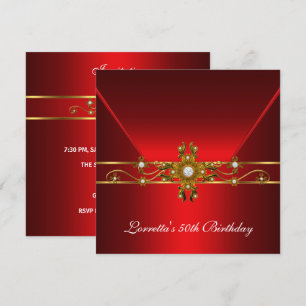 Invitation 50e anniversaire Royal Red Elegant Gold Jewel