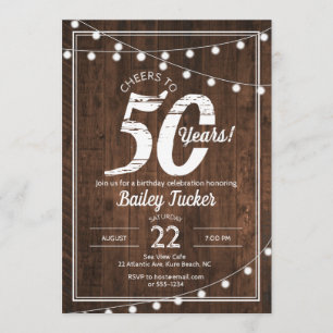 Invitation 50e anniversaire russe avec String Lights Party