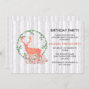Invitation 50e anniversaire Rustic Watercolor Reindeer Boho