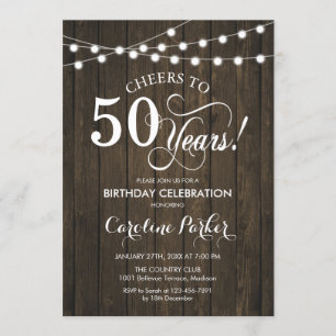 Invitation 50e anniversaire - Rustic Wood Motif