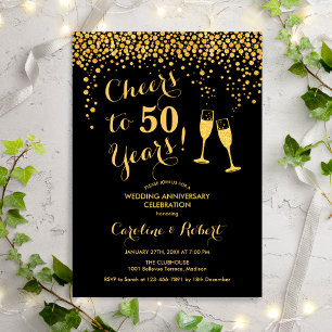 Invitation 50e anniversaire - Santé à 50 ans Gold Black