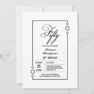 Invitation 50e anniversaire Simple Black Frame Party