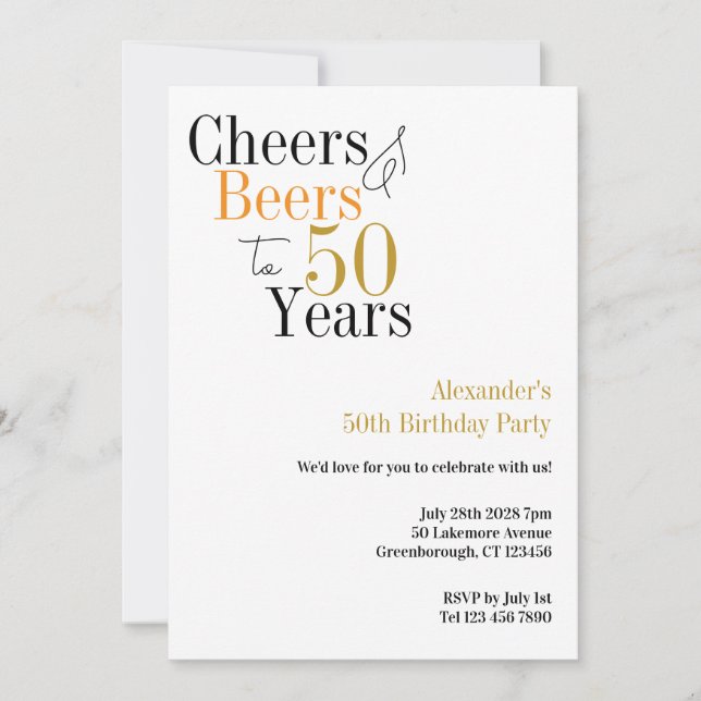 Invitation 50e anniversaire Soeurs et bières Mini Fête (Devant)