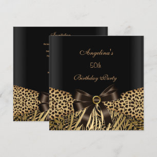 Invitation 50e Anniversaire Soirée Gold Leopard Brown Noir