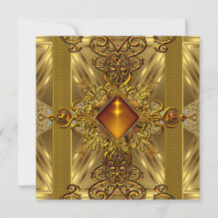 Invitation 50e Anniversaire Soirée Or Ornate Bijou en ambre