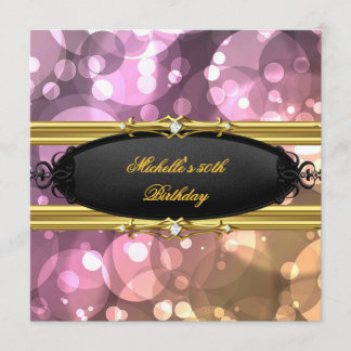 Invitation 50e Anniversaire Soirée Rose Or Black Diamond