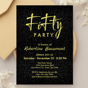 Invitation 50e anniversaire surpris des hommes noirs et d'or