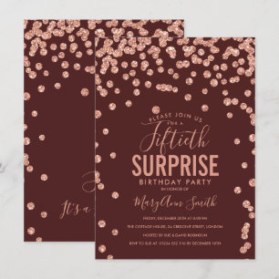 Invitation 50e anniversaire surprise Rose Gold Burgundy