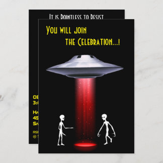 Invitation 50e anniversaire 👽 UFO Alien parti d'enlèvement