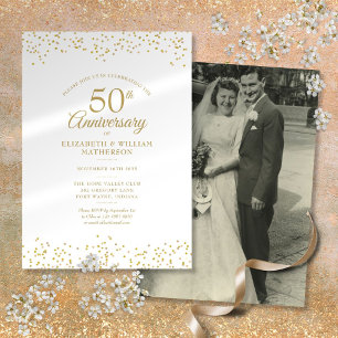 Invitation 50e anniversaire Votre photo Mariage Poussière d'o