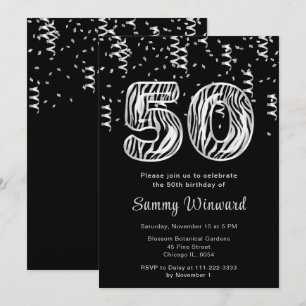 Invitation 50e anniversaire Zebra Imprimer Ballons avec Confe
