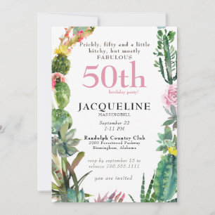 Invitation 50e Cactus Épineux, Chiante et Fabuleux Anniversai