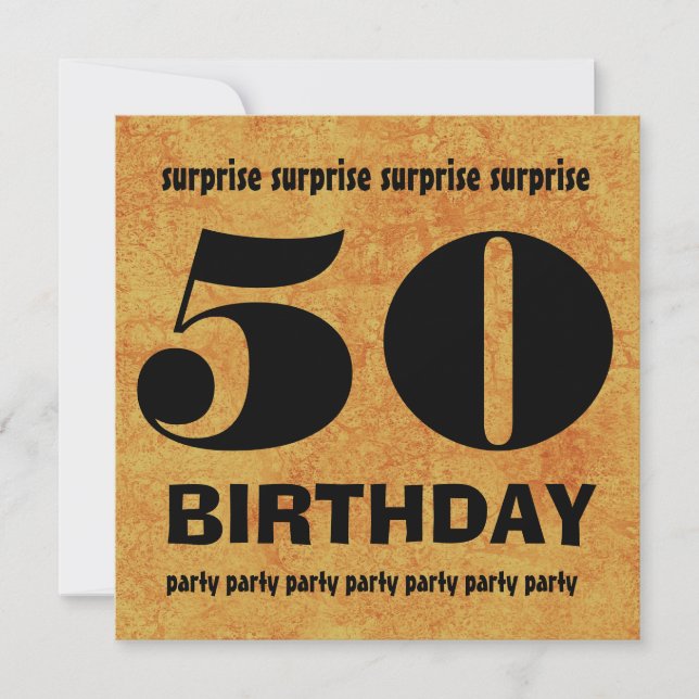 Invitation 50e cérémonie d'anniversaire SURPRISE Gold Grunge  (Devant)