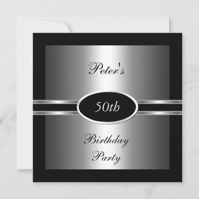 Invitation 50e fête d'anniversaire Black Silver (Devant)