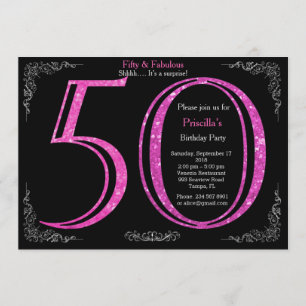 Invitation 50e, fête d'anniversaire, cinquante, Gatsby, argen