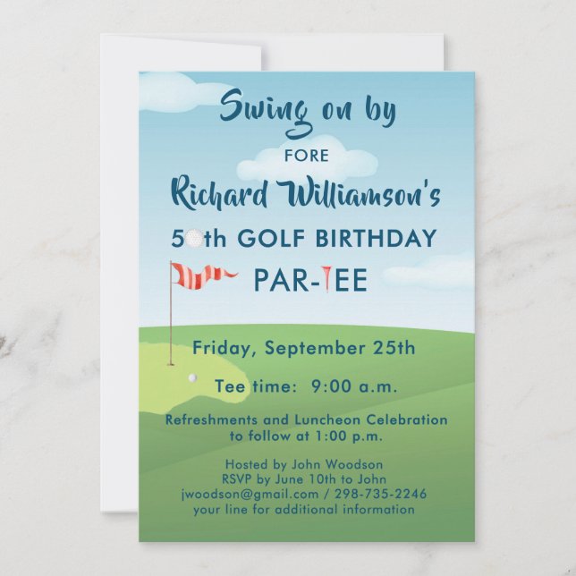 INVITATION 50E FÊTE D'ANNIVERSAIRE DE GOLF AVEC LE TEMPS (Devant)