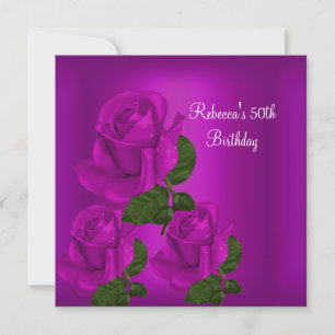 Invitation 50e fête d'anniversaire Elegant Purple Plum Rose 1