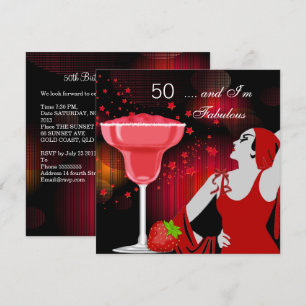 Invitation 50e fête d'anniversaire Fabuleux 50 Diva Rouge Noi