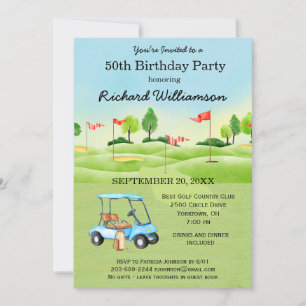 Invitation 50e fête d'anniversaire Fête de Golf pour hommes
