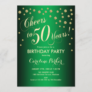 Invitation 50e fête d'anniversaire - Gold Green
